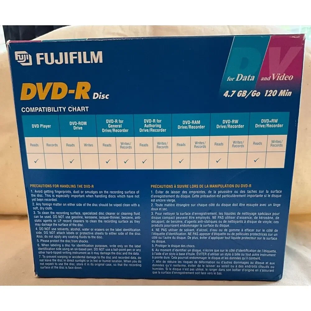 5 New Sealed FUJIFILM Data Video R4.7 GB 120 Minutes DVD-R Disc Clam Shell Case